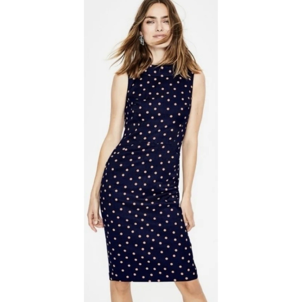 Boden Martha Polka Dot Sheath Midi Dress Size 8
